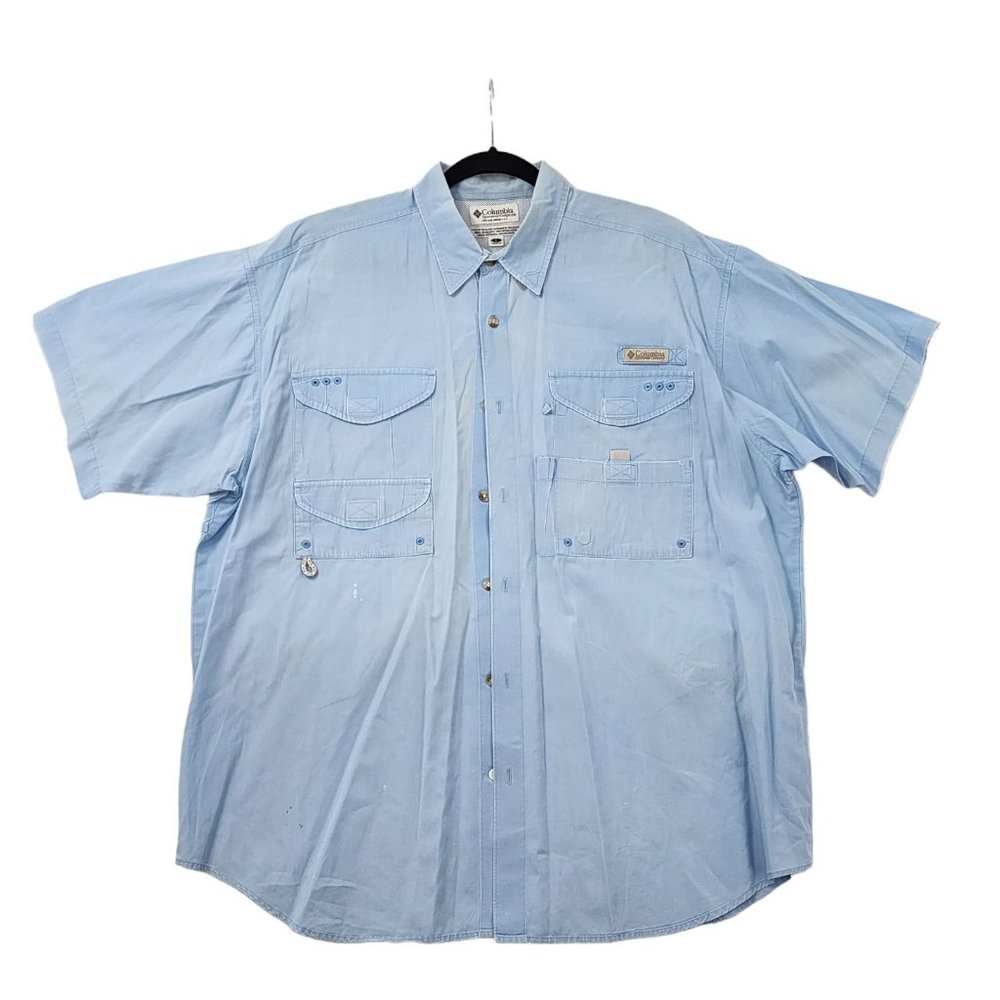 Columbia Sportwear Button Up Pocket Shirt Blue Men's Size Large SEE DESC
